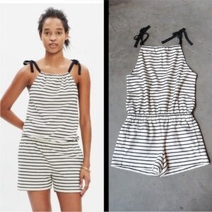 Madewell Striped Tie-Shoulder Romper small